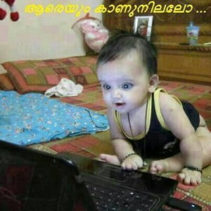 Aareyum Kaanunnillallo - Baby Waiting Online Using Laptop