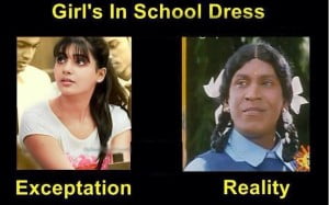 Girl's In School Dress Expectation Reality Funny Pic