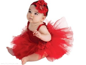 Cute Baby In Red Frock