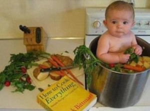 Funny Kids Picture In The Vegetable Bucket