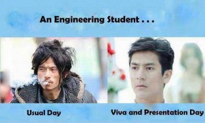 An Engineering Student For Usual Day vs Viva Day